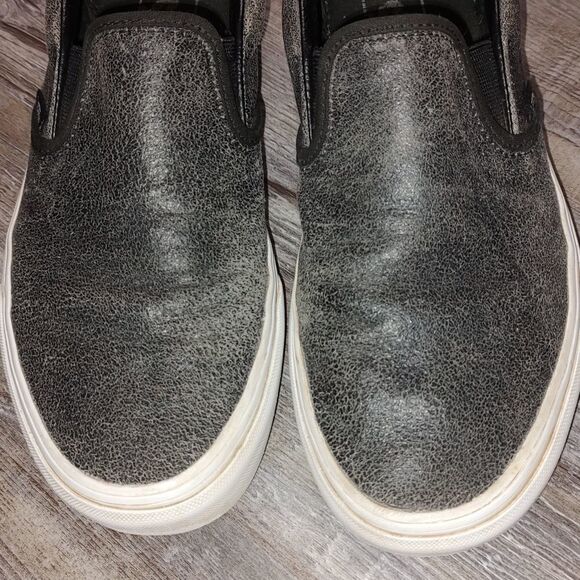 Vans distressed black leather slip on shoes  Sz 7.5 Men   Sz 9 Ladies - Picture 10 of 14